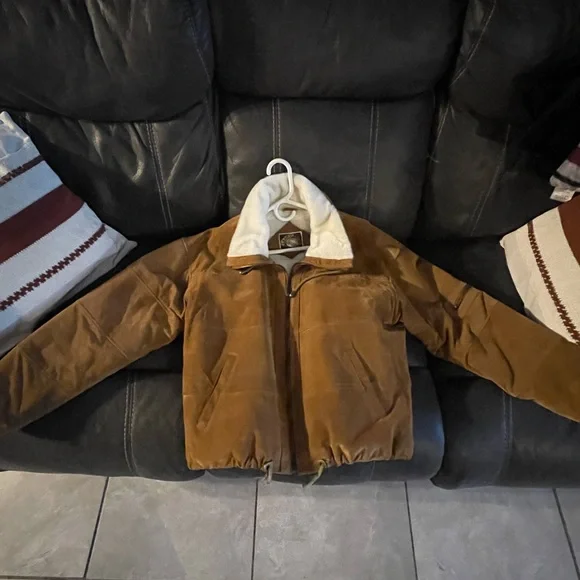 Vintage Learsi brown leather jacket faux shearling lining - Picture 7 of 7